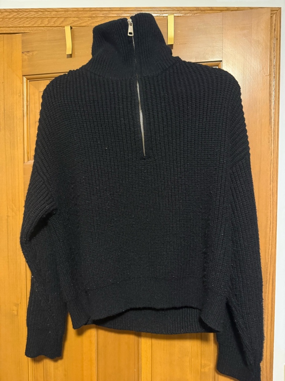 Hello Molly Black Half-Zip Funnel Neck Sweater